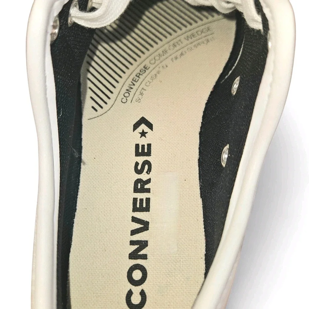 Converse Jack Purcell White Leather Sneakers Women 4.5 Lace Up Low Top Wedge